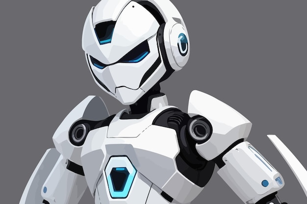 una ilustración de un robot humanoide blanco