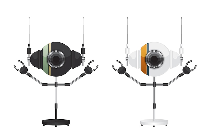 Vector ilustración de robots en blanco y negro