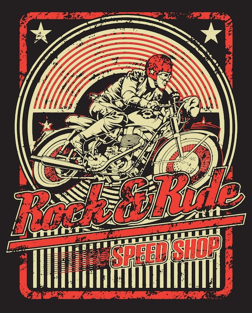 Ilustración de rock and ride speed shop