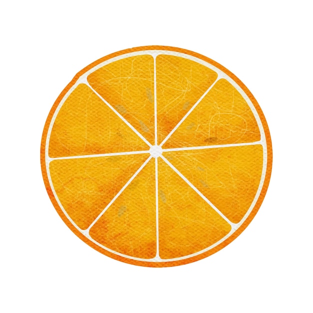 Ilustración de rodaja de naranja limón acuarela verano