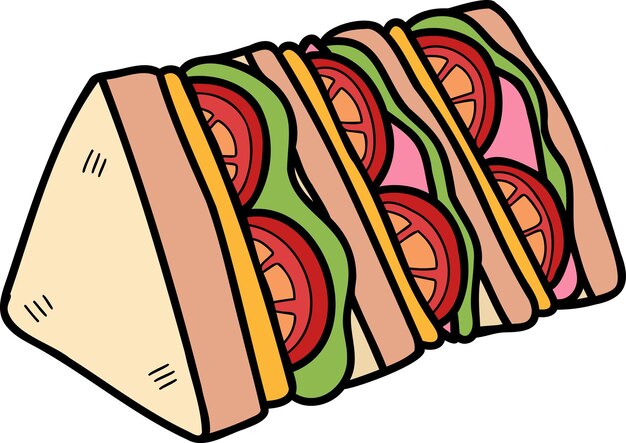 Ilustración de rodajas de sándwich dibujado a mano