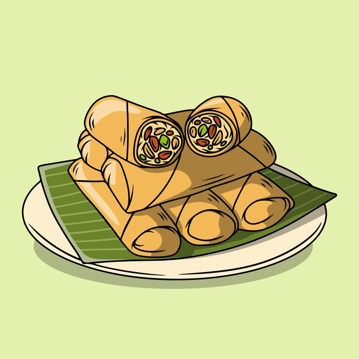 Vector ilustración de rodillos de resorte en un plato