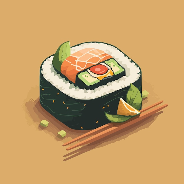 Ilustración de rollo de sushi delicioso