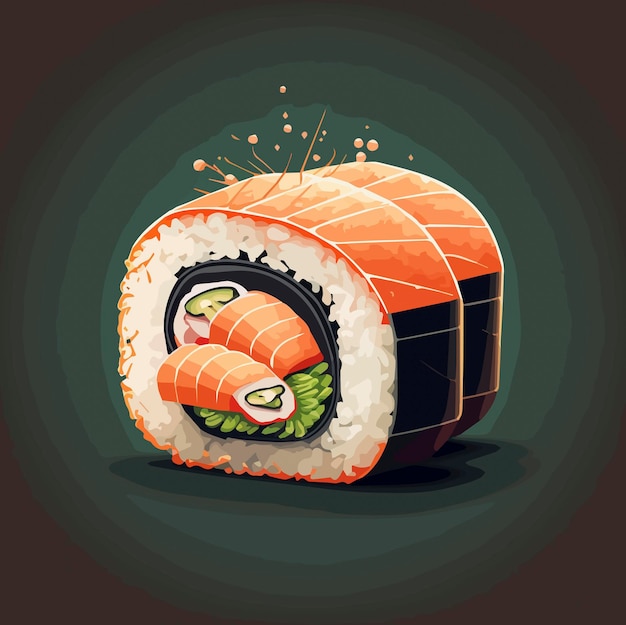 Ilustración de rollo de sushi delicioso