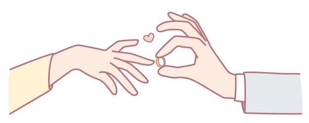 Ilustración romántica del anillo de compromiso Una encantadora representación del momento dulce del amor