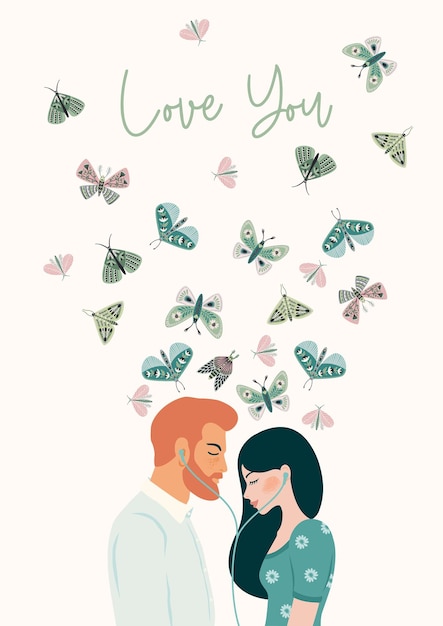 Ilustración romántica hombre y mujer relación de historia de amor amor concepto de diseño vectorial para el día de san valentín y otros