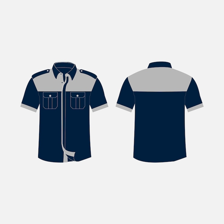 Vector ilustración de la ropa de servicio de campo combinación de gris y azul oscuro