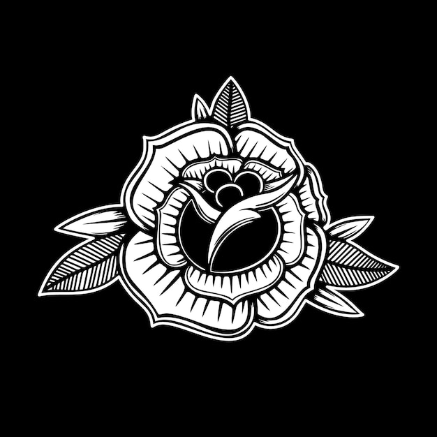 Ilustración de rosa en estilo tatuaje Elemento de diseño para cartel tarjeta banner signo Ilustración vectorial