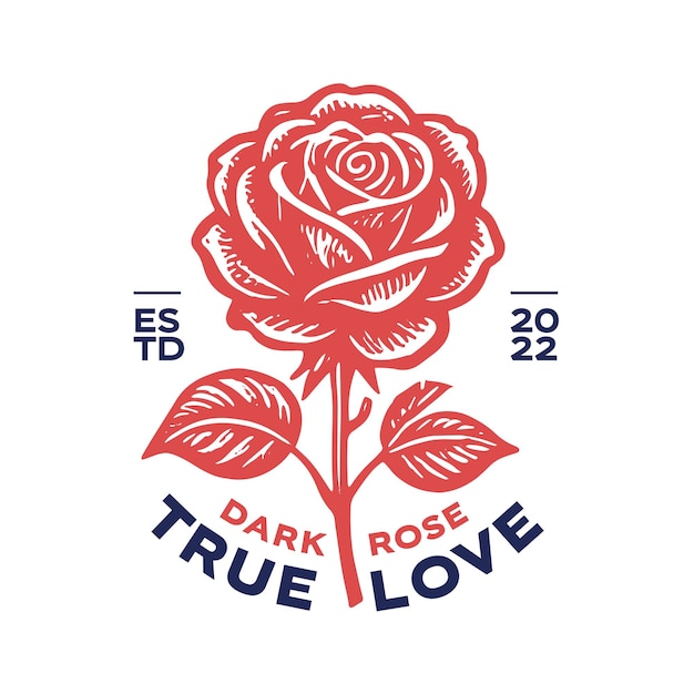 Ilustración de rosa roja para el diseño de prendas de vestir