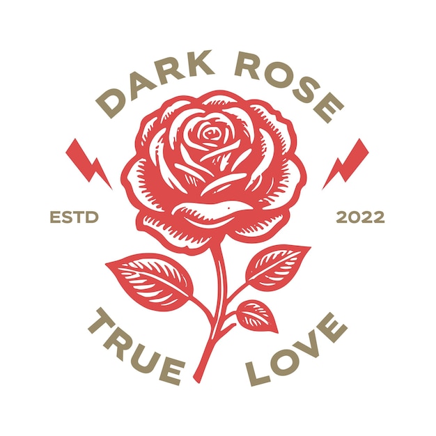 Ilustración de rosa roja para el diseño de prendas de vestir