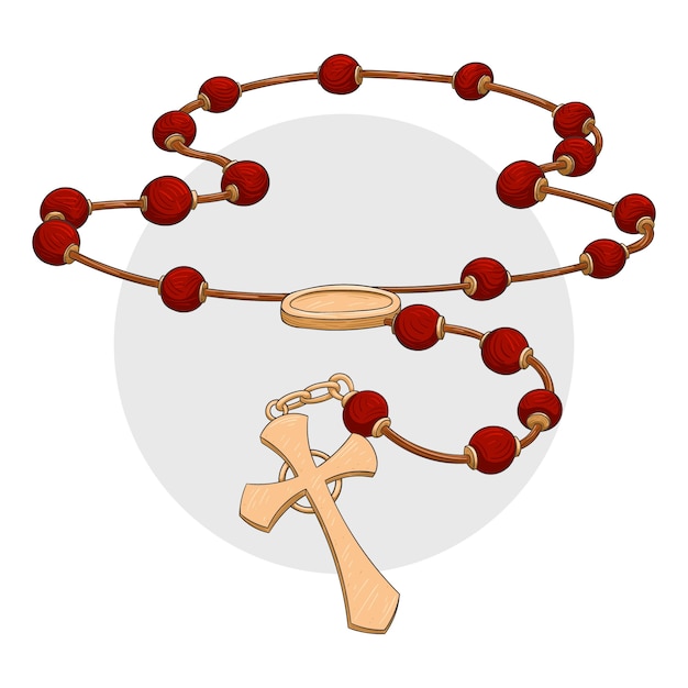 Vector ilustración de rosario dibujado a mano