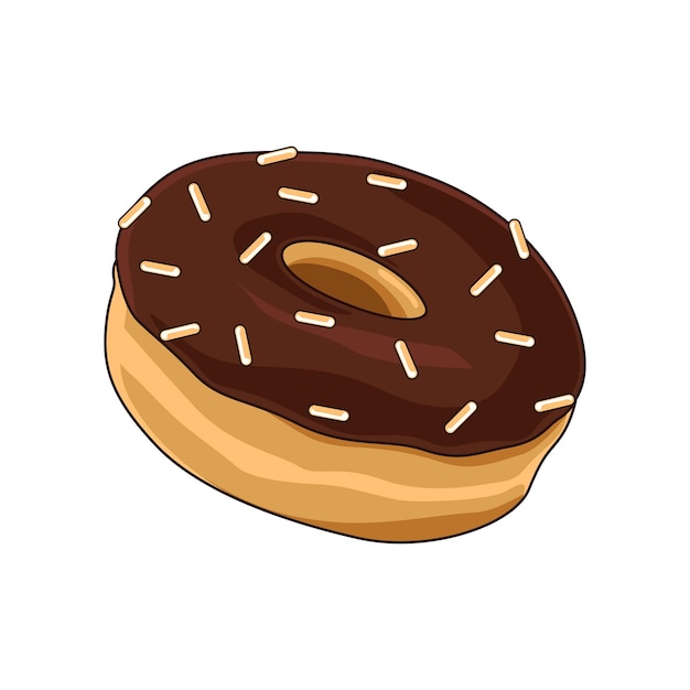 Ilustración de una rosquilla con crema de chocolate sobre un fondo blanco