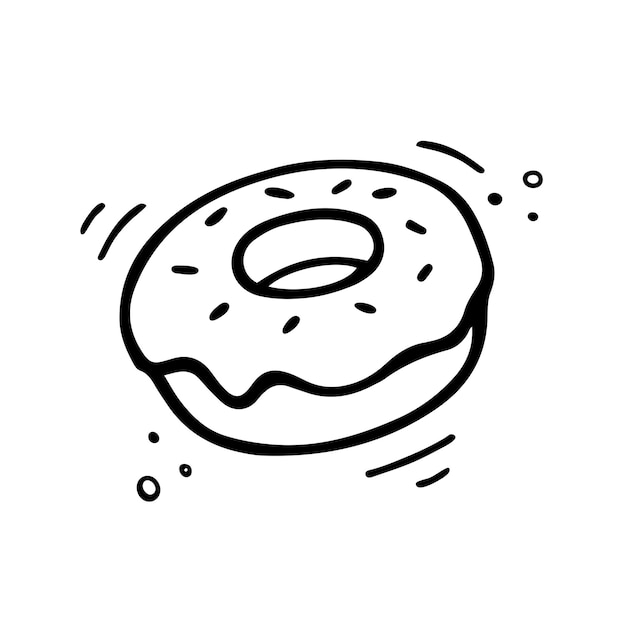 Ilustración de rosquilla dibujada a mano Esbozo de rosquilla Ilustración de comida rápida en estilo doodle