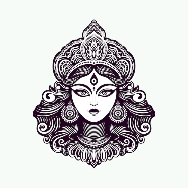 Ilustración del rostro de la diosa Durga