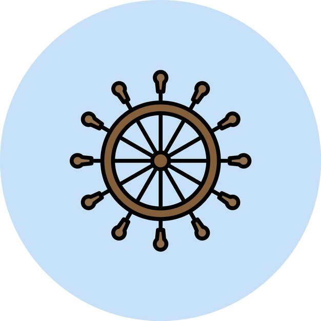 Ilustración de la rueda náutica plana