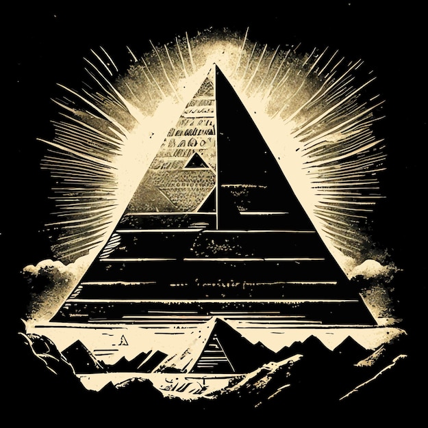 Ilustración de las ruinas crípticas del diseño de la camiseta de la pirámide