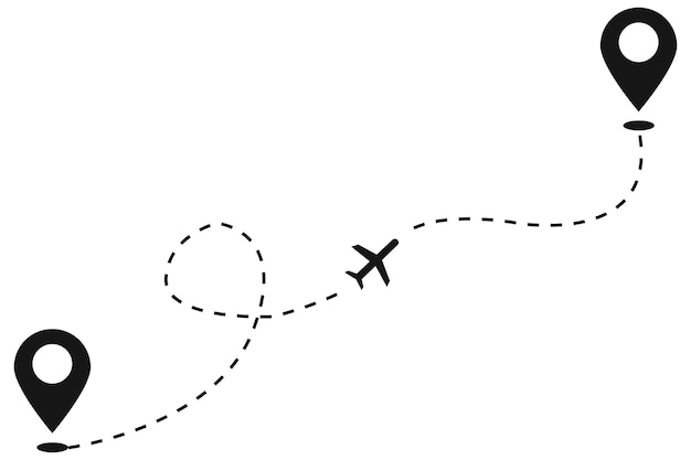 Ilustración de ruta de línea de avión ruta de viaje de avión aislado de vector