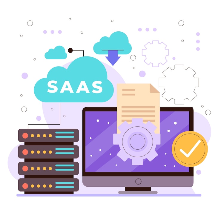 Vector ilustración de saas de diseño plano dibujado a mano