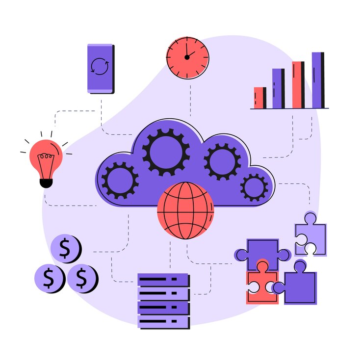 Vector ilustración de saas de diseño plano dibujado a mano