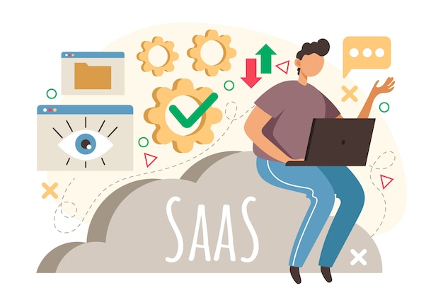 Vector ilustración de saas de diseño plano