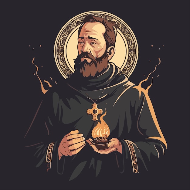 Vector ilustración de un sacerdote religioso