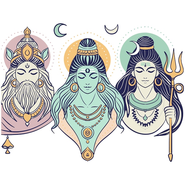 Ilustración de la Sagrada Trinidad hindú
