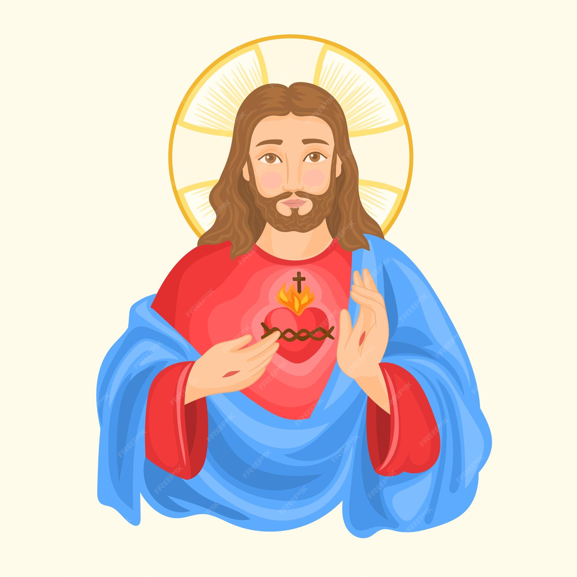 Ilustración del sagrado corazón de jesucristo | Vector Premium