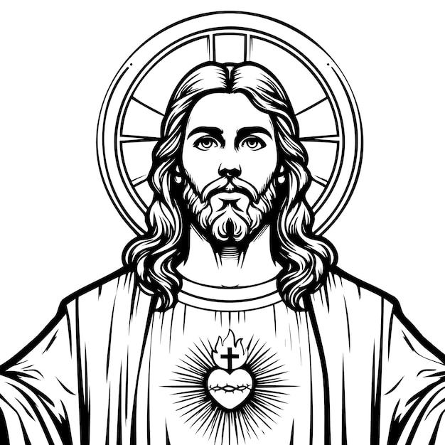 Vector ilustración del sagrado corazón de jesús