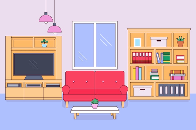 Ilustración de la sala de estar dibujada a mano