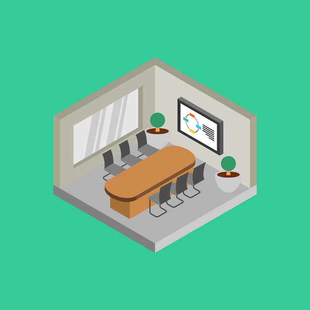Ilustración de sala de oficina isométrica