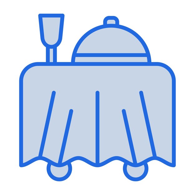 Ilustración de la sala de servicio en tono azul