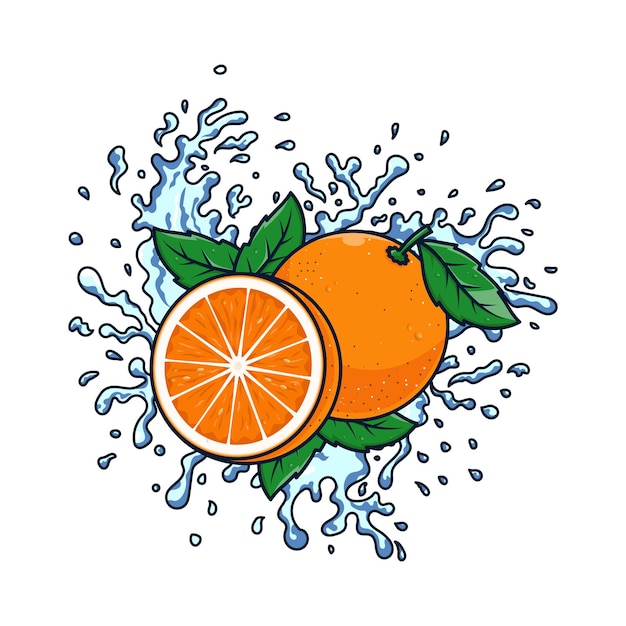 Ilustración de salpicaduras de naranja y agua