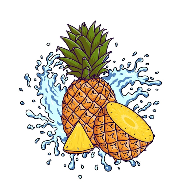 Ilustración de salpicaduras de piña y agua