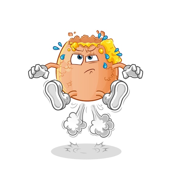 Ilustración de salto de pedo de huevo roto. vector de personaje