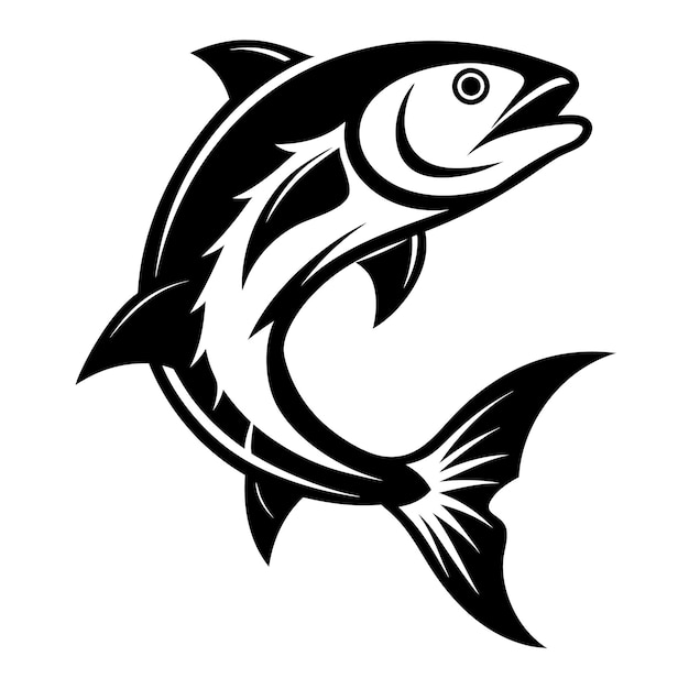 Ilustración de saltos de peces en blanco y negro