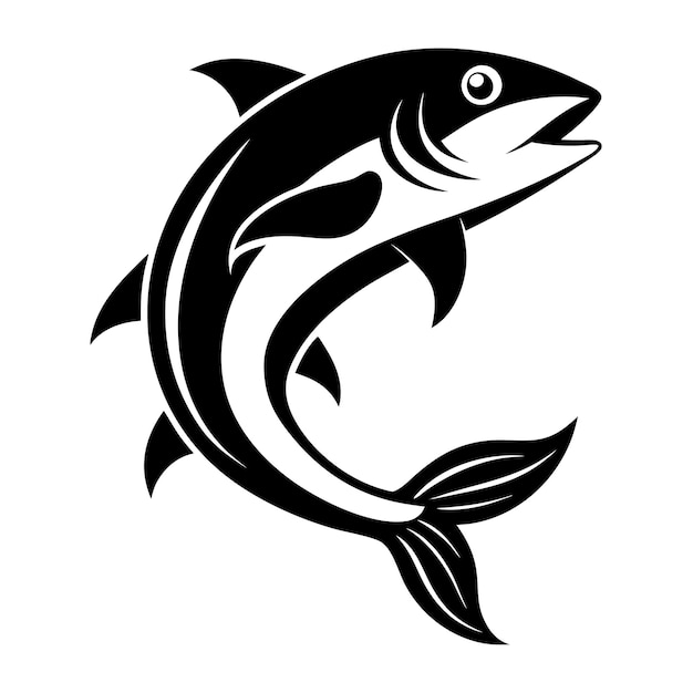 Ilustración de saltos de peces en blanco y negro