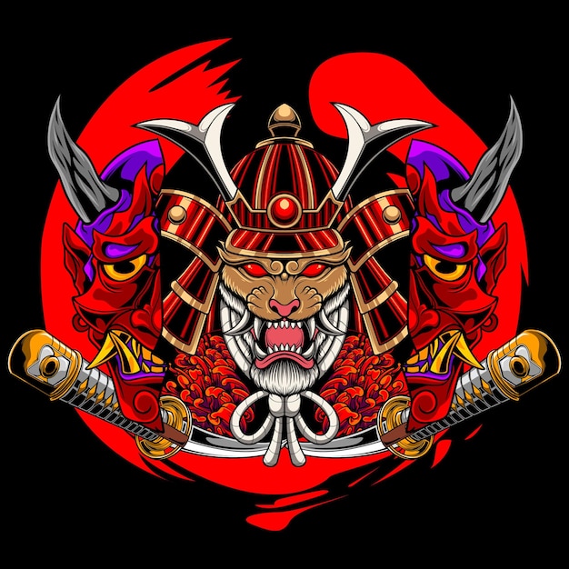 Vector ilustración de samurai animal con vector de stock de calidad premium