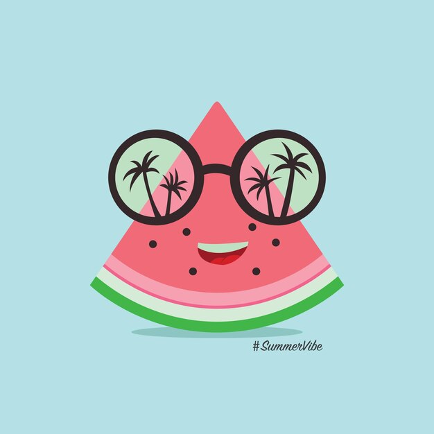 Ilustración de sandía Vibraciones de verano eps Vector
