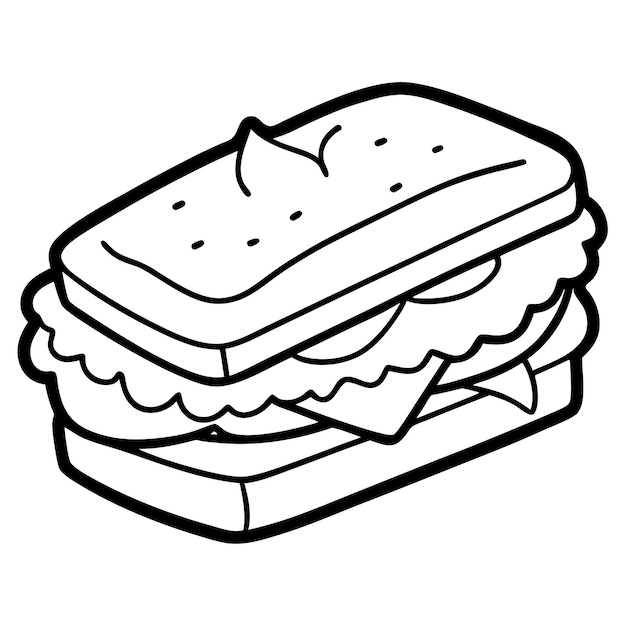 Ilustración de sándwich en blanco y negro