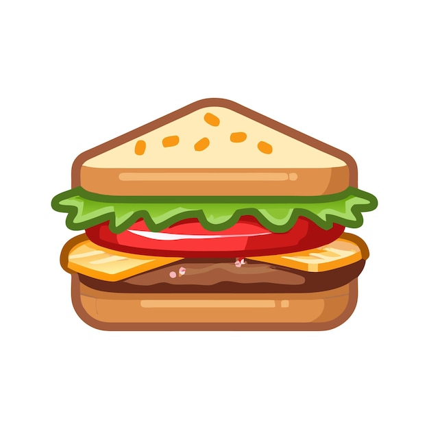 Ilustración de un sándwich delicioso Icono de una hamburguesa sabrosa Gráfico de comida rápida