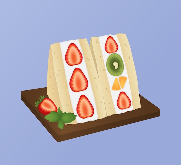 Vector ilustración de sándwich de fruta japonesa furutsu sando