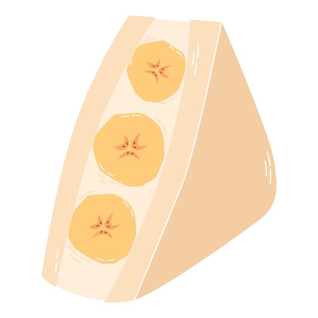 Ilustración de sándwiches de frutas japoneses al estilo de dibujos animados para cafés restauran sando