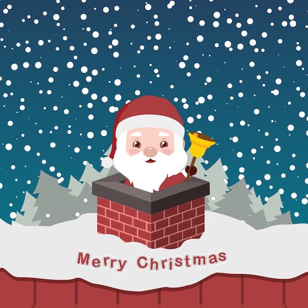 Ilustración de Santa Claus linda en una chimenea