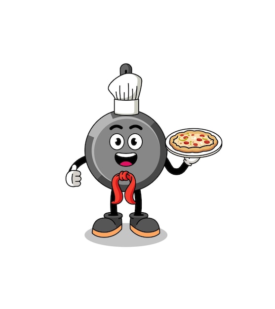 Ilustración de sartén como chef italiano