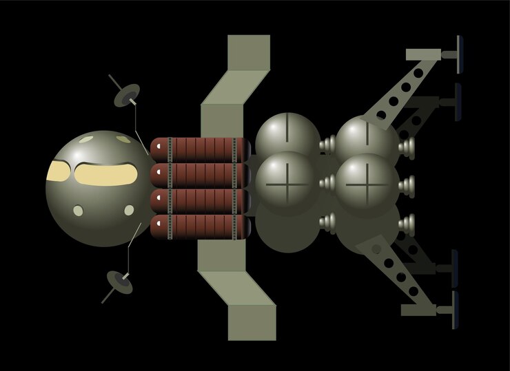 Vector ilustración de satélite de estación espacial de dibujos animados