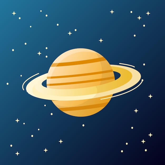 Ilustración de Saturno estrellas redondas anillos espaciales vectoriales editables