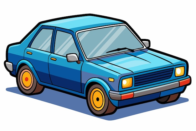 Ilustración de un sedan azul