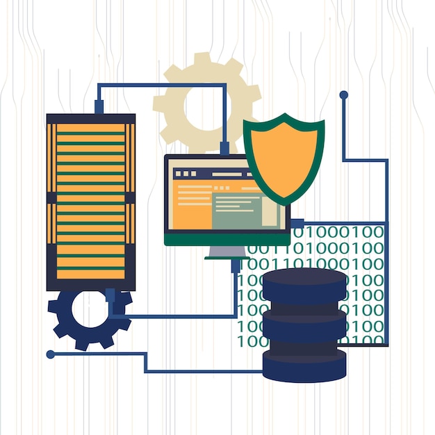 Ilustración de seguridad de computación en la nube y seguridad de datos de programación concepto abstracto