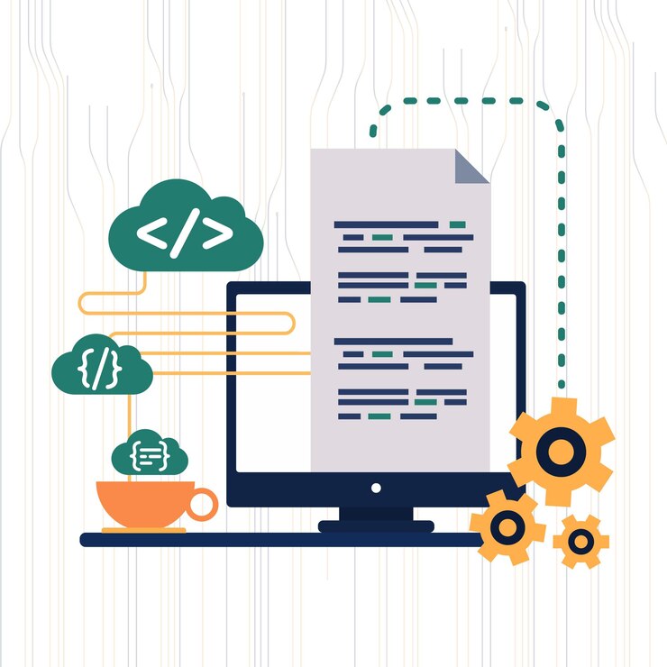 Vector ilustración de seguridad de computación en la nube y seguridad de datos de programación concepto abstracto