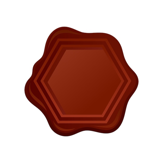 Ilustración de sello de cera marrón de forma hexagonal Sello retro con lugar para su texto Elemento gráfico para invitaciones o tarjetas de felicitación Icono vectorial con colores de gradiente aislados sobre fondo blanco